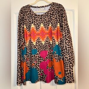 Southern Stitch Leopard Aztec Top